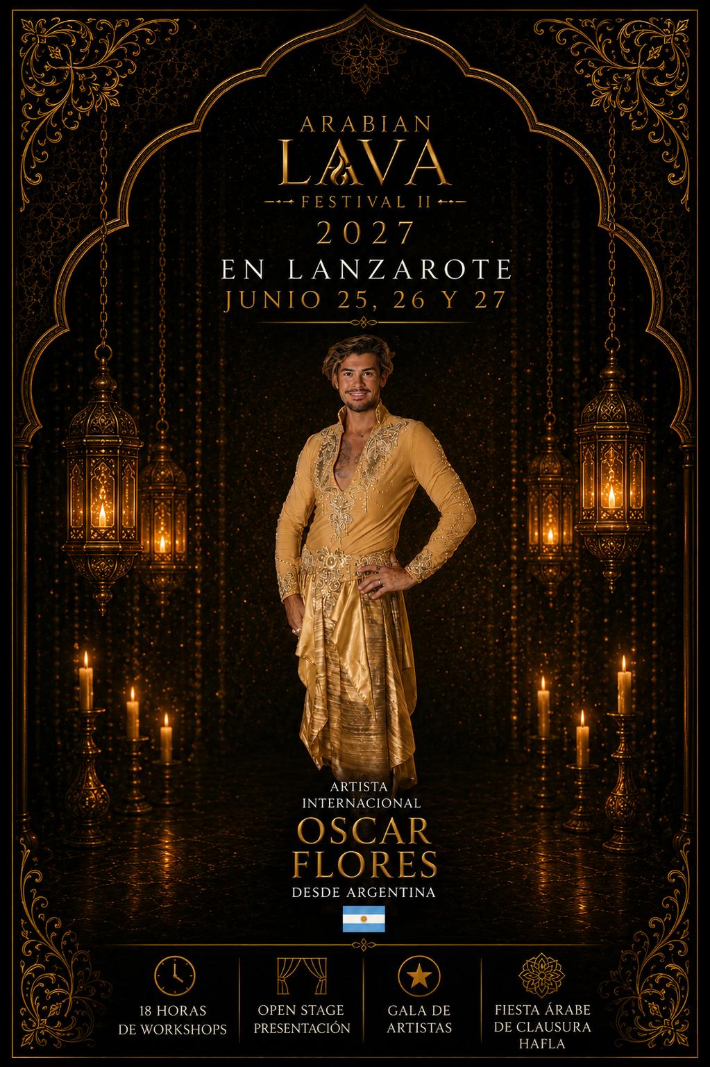 Cartel de Oscar Flores, artista del Arabian Lava Festival II 2027